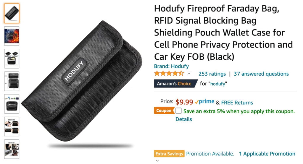 The Hodufy Faraday bag is an affordable phone privacy pouch.