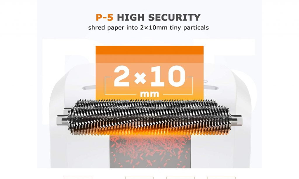 Get affordable P-5 shredder security with Bonsaii